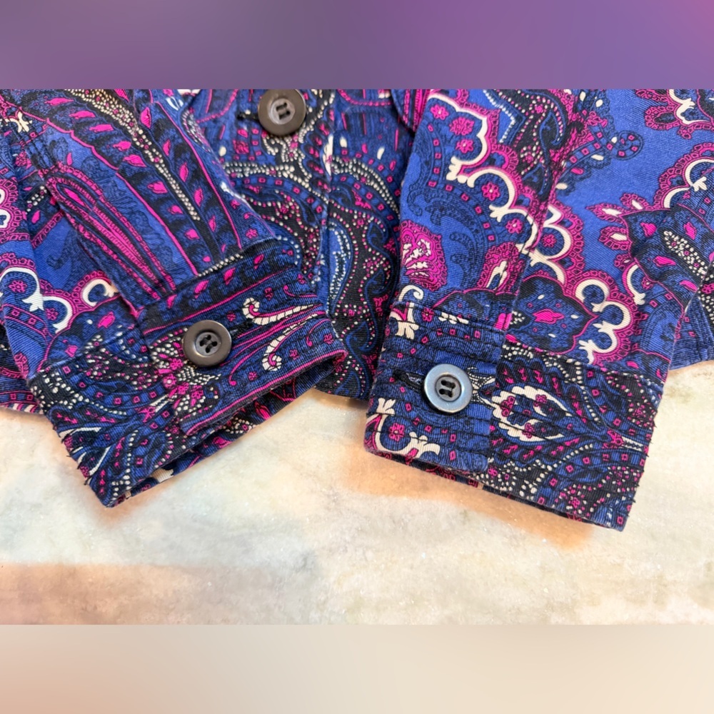 Coldwater Creek Paisley Zip Jacket Size M Navy Pink Lightweight Statement Print - Picture 6 of 9